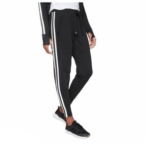 Athleta Metro Track Trim Black White Jogger, S